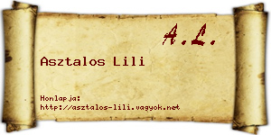 Asztalos Lili névjegykártya